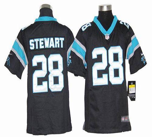 Youth Nike NFL Black Carolina Panthers 28 Jonathan Stewart Game Jerseys